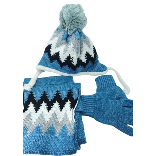 Cemal Çocuk Welsoflu Triko Örme Desenli Bere Eldiven Atkı 3 Lü Takım 4-8 Yaş - Karışık Renk - 4-8 YAŞ