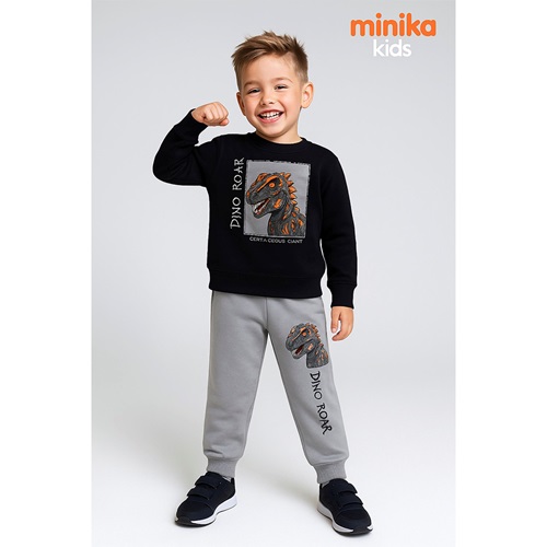 Minika Erkek Çocuk 2 İp Dinozor Baskılı Takım 3-10 Yaş - Karışık Renk - 3-10 YAŞ