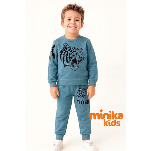 Minika Erkek Çocuk 2 İp Kaplan Baskılı Takım 3-10 Yaş - Karışık Renk - 3-10 YAŞ