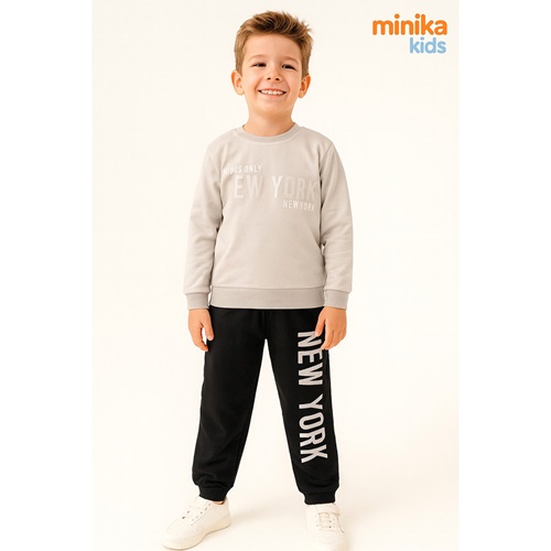 Minika Erkek Çocuk 2 İp New york Baskılı Takım 3-10 Yaş - Karışık Renk - 3-10 YAŞ