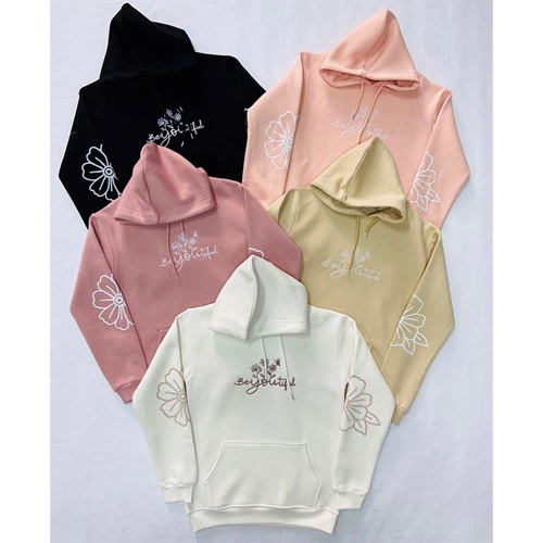 Almila 8323 Kız Çocuk 3 İplik Beyotiful Nakışlı Kapşonlu Sweat 13-16 Yaş - Karışık Renk - 13-16 YAŞ