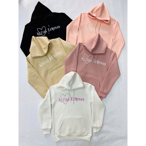 Almila 8095 Kız Çocuk 3 İplik İncili Kalp Nakışlı Kapşonlu Sweat 5-8 Yaş - Karışık Renk - 5-8 YAŞ