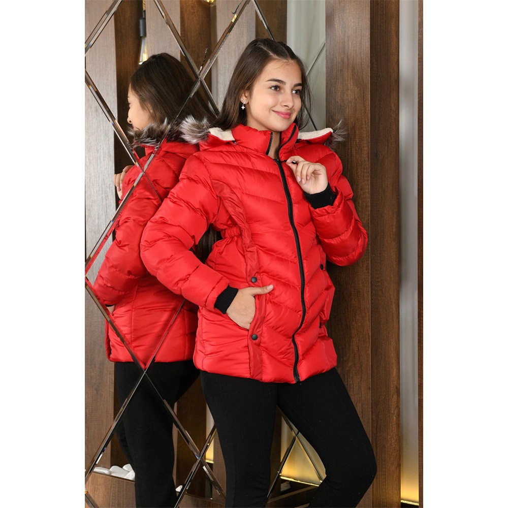 Lasgaris 3002 Kız Çocuk Jesica Cep Çıtçıtlı Kız Kaban 5-8 Yaş (4 Lü)