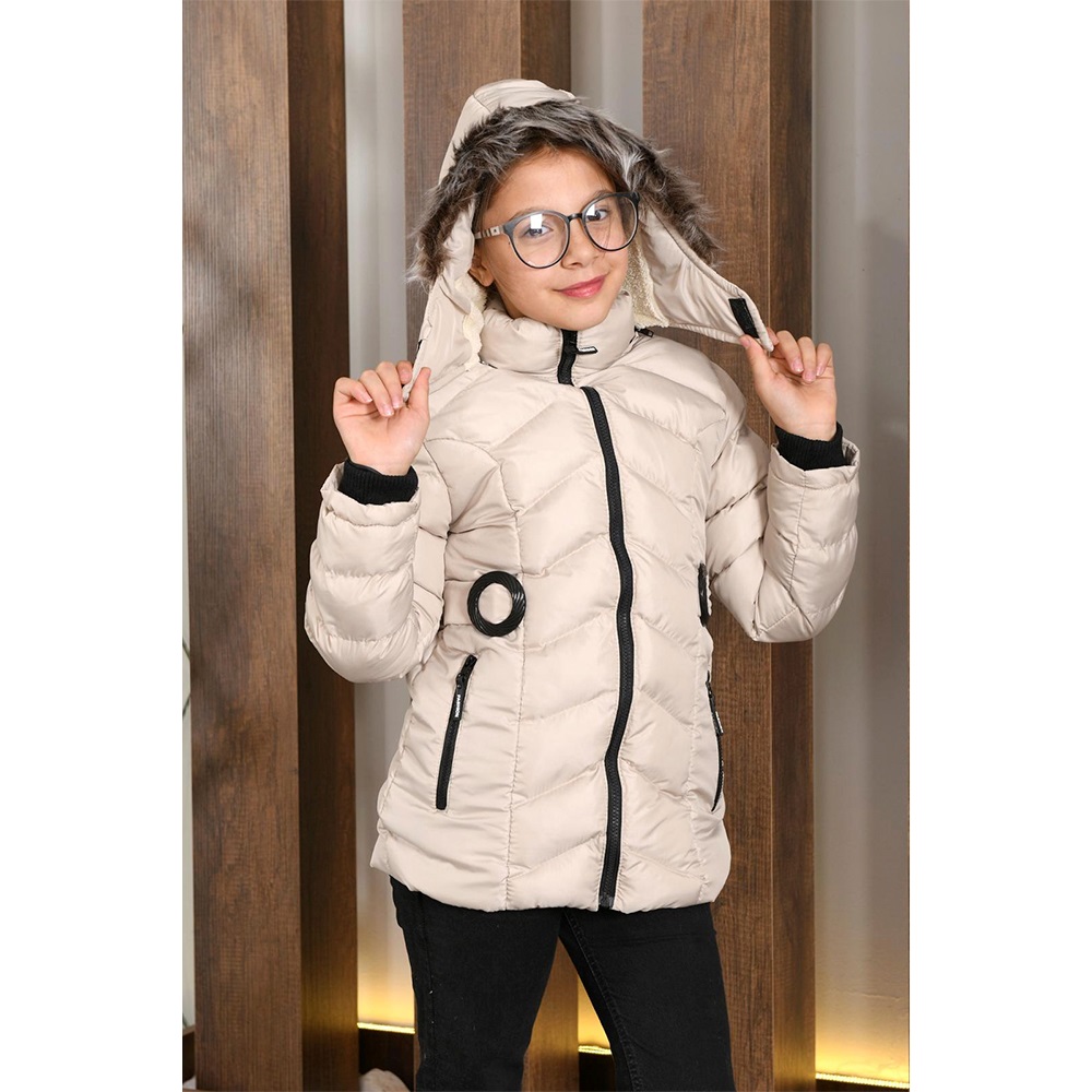 Lasgaris 3001 Kız Çocuk Jesica Tokalı Kız Kaban 9-12 Yaş (4 Lü)