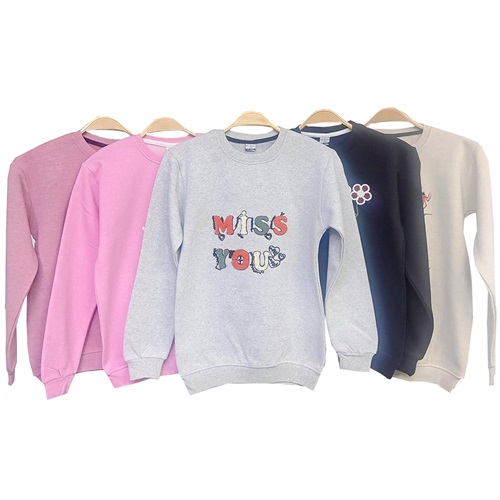 Kardeşler Lıfe Kız Çocuk 2 İp Süzine Miss You Nakışlı Sweat 3-7 Yaş - Karışık Renk - 3-7 YAŞ