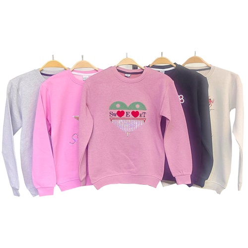 Kardeşler Lıfe Kız Çocuk 2 İp Süzine Pullu Kalp Nakışlı Sweat 3-7 Yaş - Karışık Renk - 3-7 YAŞ