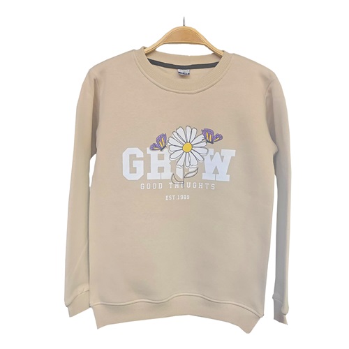 Kardeşler Lıfe Kız Çocuk 3 İp Kelebek Papatya Baskılı Sweat 9-12 Yaş