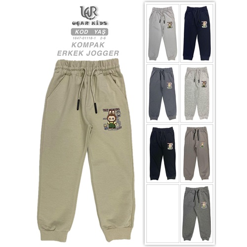 Uçar 1118-1 Erkek Çocuk Kompak Labuba Baskılı Yan Cepli Uzun Paça Ribana Eşofman Alt 2-6 Yaş - Karışık Renk - 2-6 YAŞ