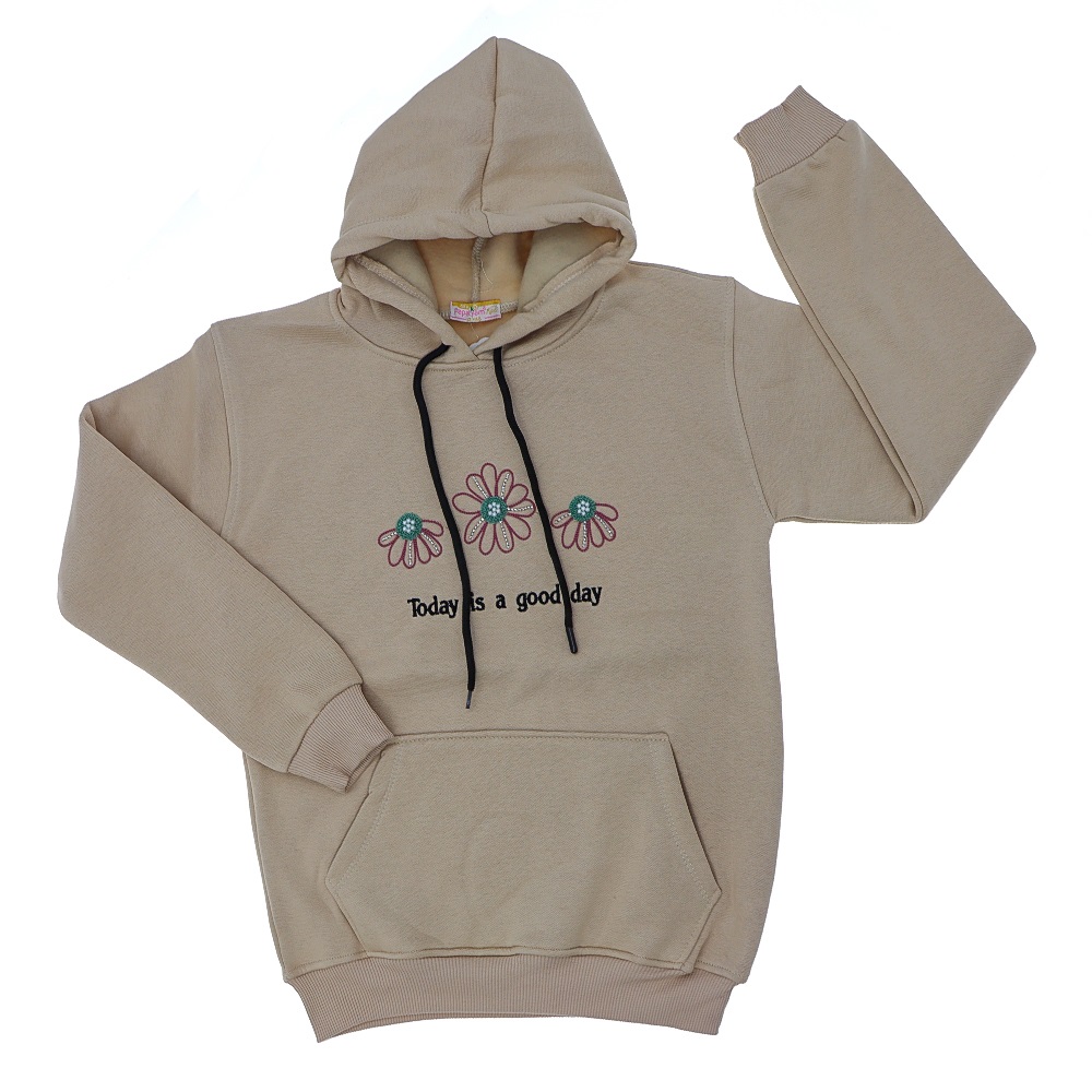Papatyam Kids 11910 Kız Çocuk 3 İp Çicek Boncuklu Nakışlı Kapşonlu Sweat 13-16 Yaş