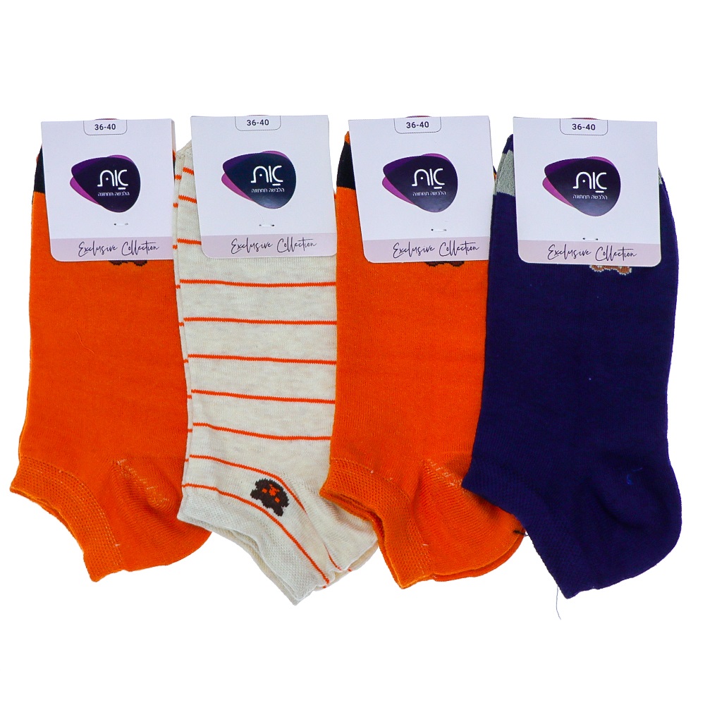 Niç Bayan Likralı Desenli Patik Çorap - Karışık Renk - ASORTİ