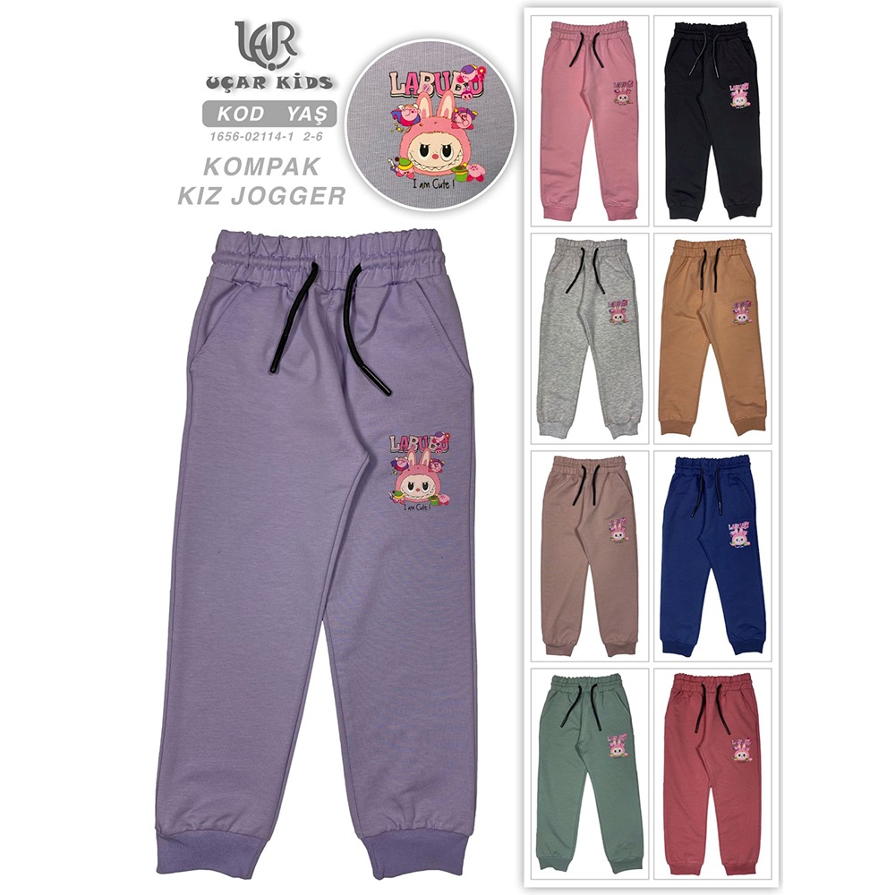 Uçar 02114-1 Kız Çocuk Kompak Labuba Baskılı Yan Cepli Paça Ribana Eşofman Alt 2-6 Yaş - Karışık Renk - 2-6 YAŞ