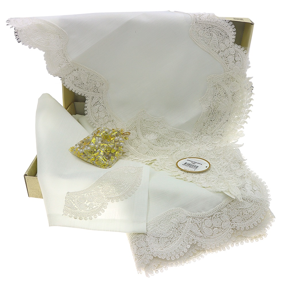 Kasso Home Krc2038 Şehrazat Fransız Güpürlü 26 parça Masa Örtüsü Seti 160 X 220 CM - Karışık Renk - 160X220 CM - 39291-Karışık Renk -160X220 CM