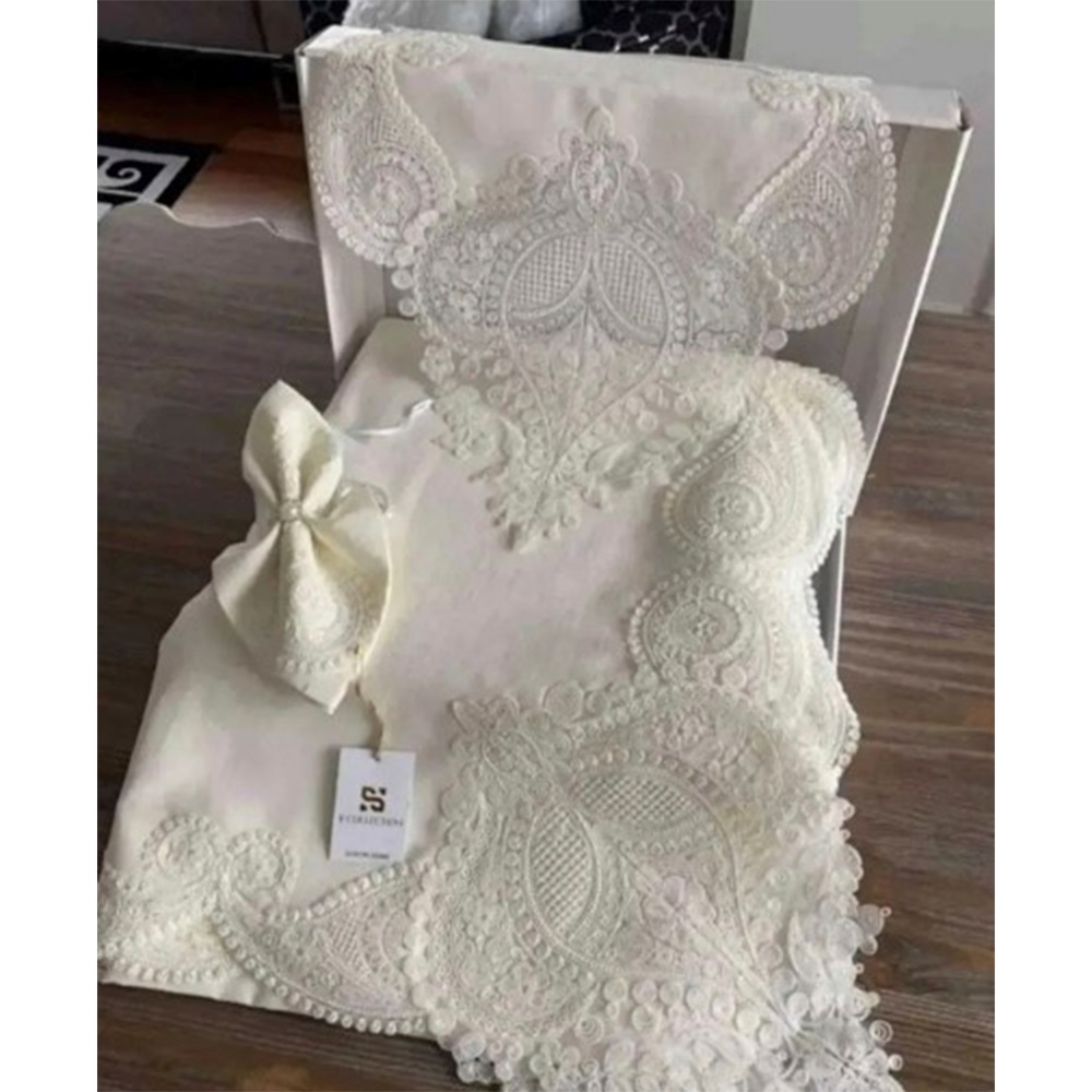 Kasso Home Krc0540 Osmanlı Gardenya Fransız Güpürlü 26 parça Masa Örtüsü Seti 160 X 220 CM - Karışık Renk - 160X220 CM