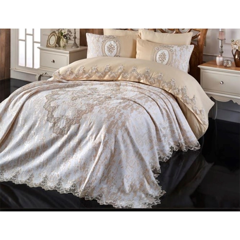 Kasso Home Krc1293 Safir Çift Kişilik 6 Parça Pike Takım Seti 245X 255 CM - Karışık Renk - 245X255 CM