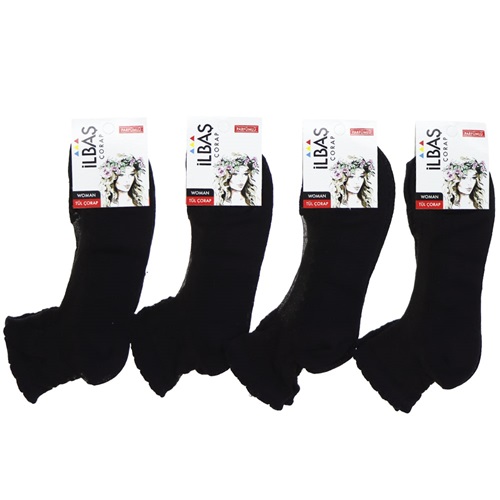 İlbaş 0032 Bayan Parfümlü Tüllü Likralı Patik Çorap - Siyah