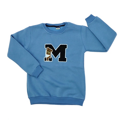 Mubix 3007 Erkek Çocuk 3 İp Şardonlu Süzine M Nakışlı Sıfır Yaka Sweat 5-8 Yaş - Karışık Renk - 5-8 YAŞ