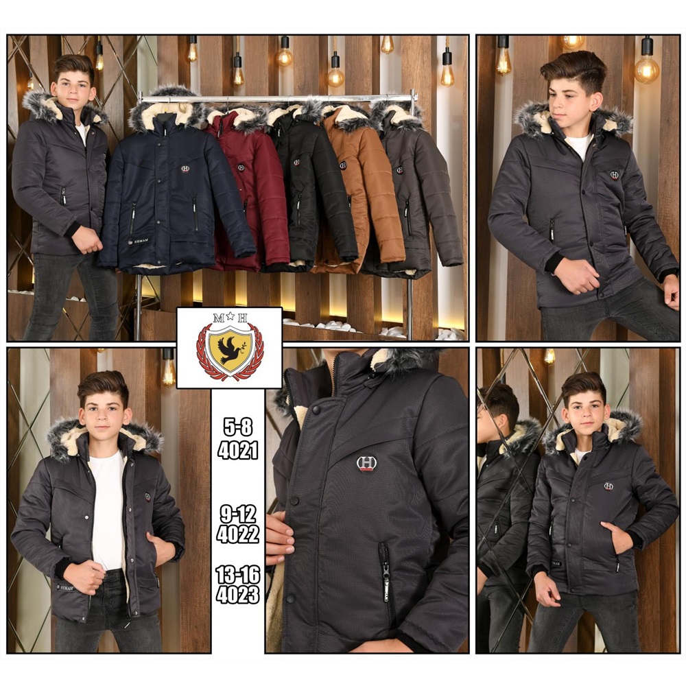 Hemam 4022 Erkek Çocuk Keten Kapşonlu Mont 9-12 Yaş - Karışık Renk - 9-12 YAŞ