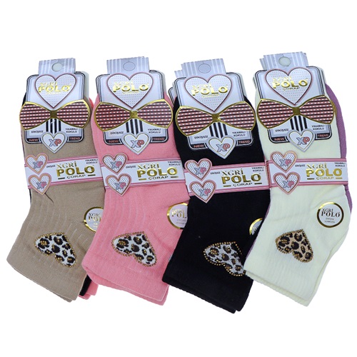 XGRİ Polo B-9 Bayan Dikişsiz Yıkamalı Kokulu Taşlı Patik Çorap
