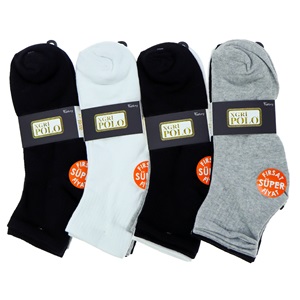 XGri Polo E-7 Erkek Likralı Uzun Konç Patik Çorap - Beyaz - PAKET İÇİ TEK RENK