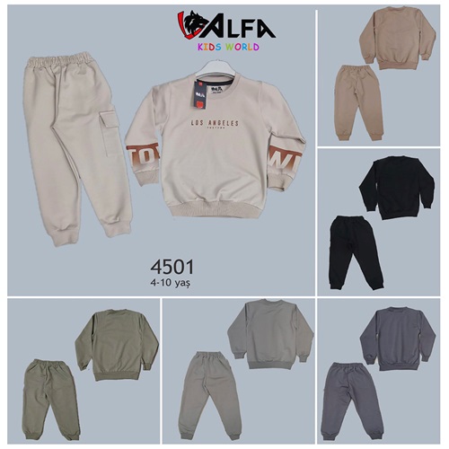 Alfa Kids 4501 Erkek Çocuk 2 İp Los Angeles Baskılı Takım 4-10 Yaş - Karışık Renk - 4-10 YAŞ