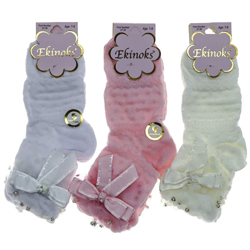 Ekinoks Kız Çocuk Desenli Ve Aksesuarlı Soket Çorap- Karışık Renk - 7-8 YAŞ