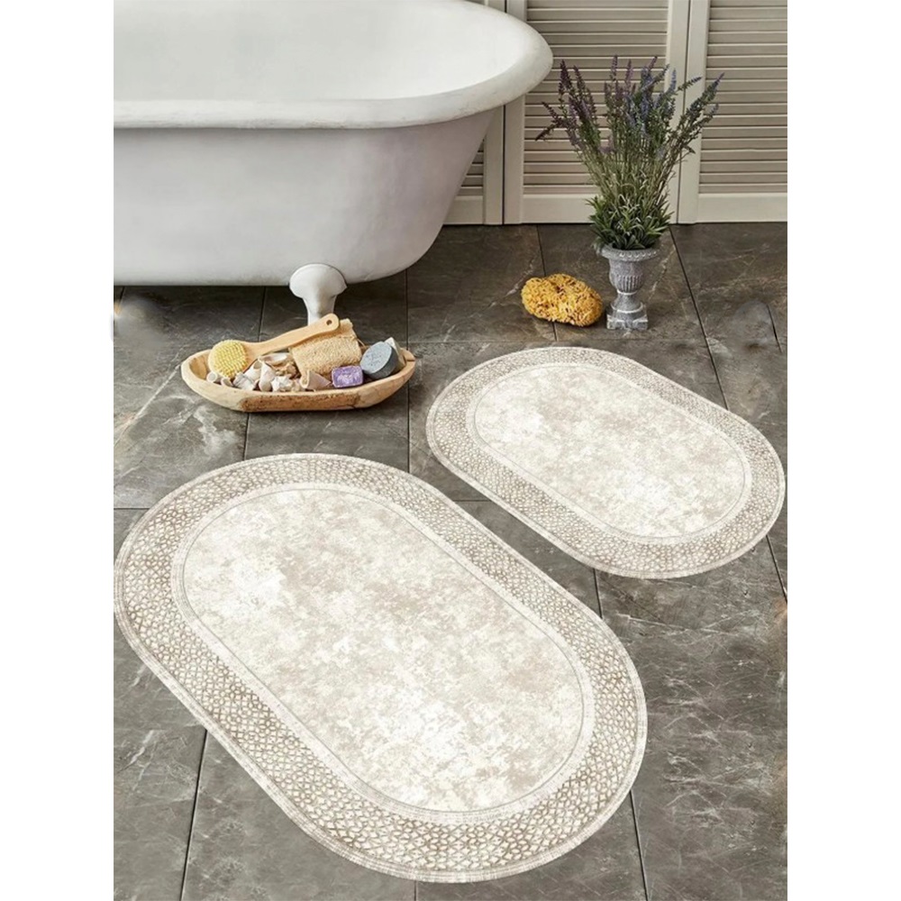 Dinarsu Rölyef Kaydırmaz Taban 2 Li Banyo Paspas 60x100-50X60 Cm - Karışık Renk - 60X100-50X60 CM