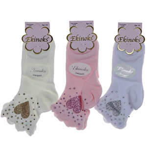 Ekinoks Kız Çocuk Desenli Ve Aksesuarlı Soket Çorap- Beyaz