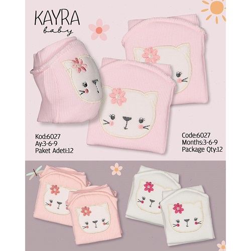 Kayra 6027 Kız Bebe Kaşkorse Nakışlı Emekleme Dizlik 3-9 Ay (6 Lı) - Karışık Renk - 3-6-9 AY