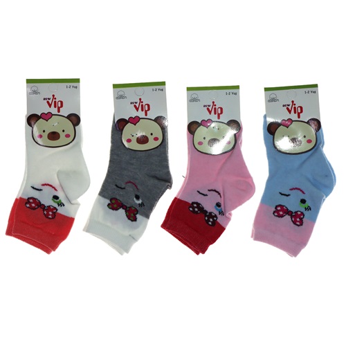 Vip 101 Desenli Mevsimlik Kız Bebe Soket Çorap - Karışık Renk - 1-2 YAŞ