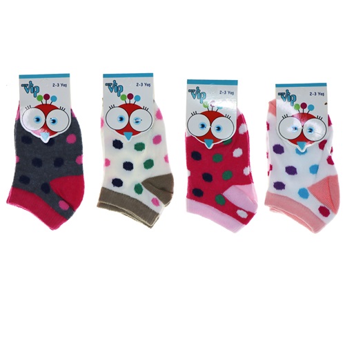 Vip 101 Desenli Mevsimlik Kız Bebe Soket Çorap - Karışık Renk - 2-3 YAŞ