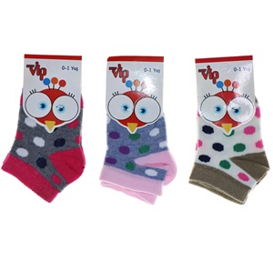 Vip 103 Desenli Mevsimlik Kız Bebe Patik Çorap - Karışık Renk - 0-1 YAŞ