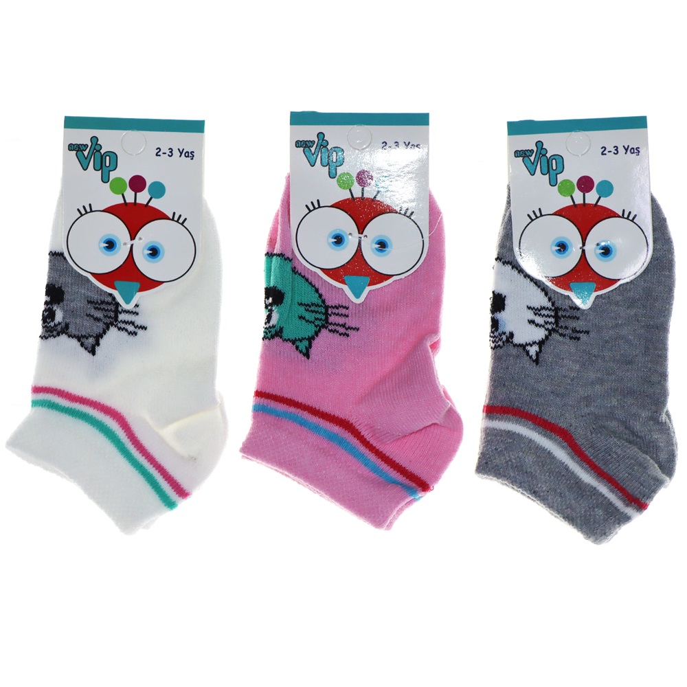 Vip 103 Desenli Mevsimlik Kız Bebe Patik Çorap - Karışık Renk - 2-3 YAŞ