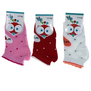 Vip 103 Desenli Mevsimlik Kız Bebe Patik Çorap - Karışık Renk - 2-3 YAŞ
