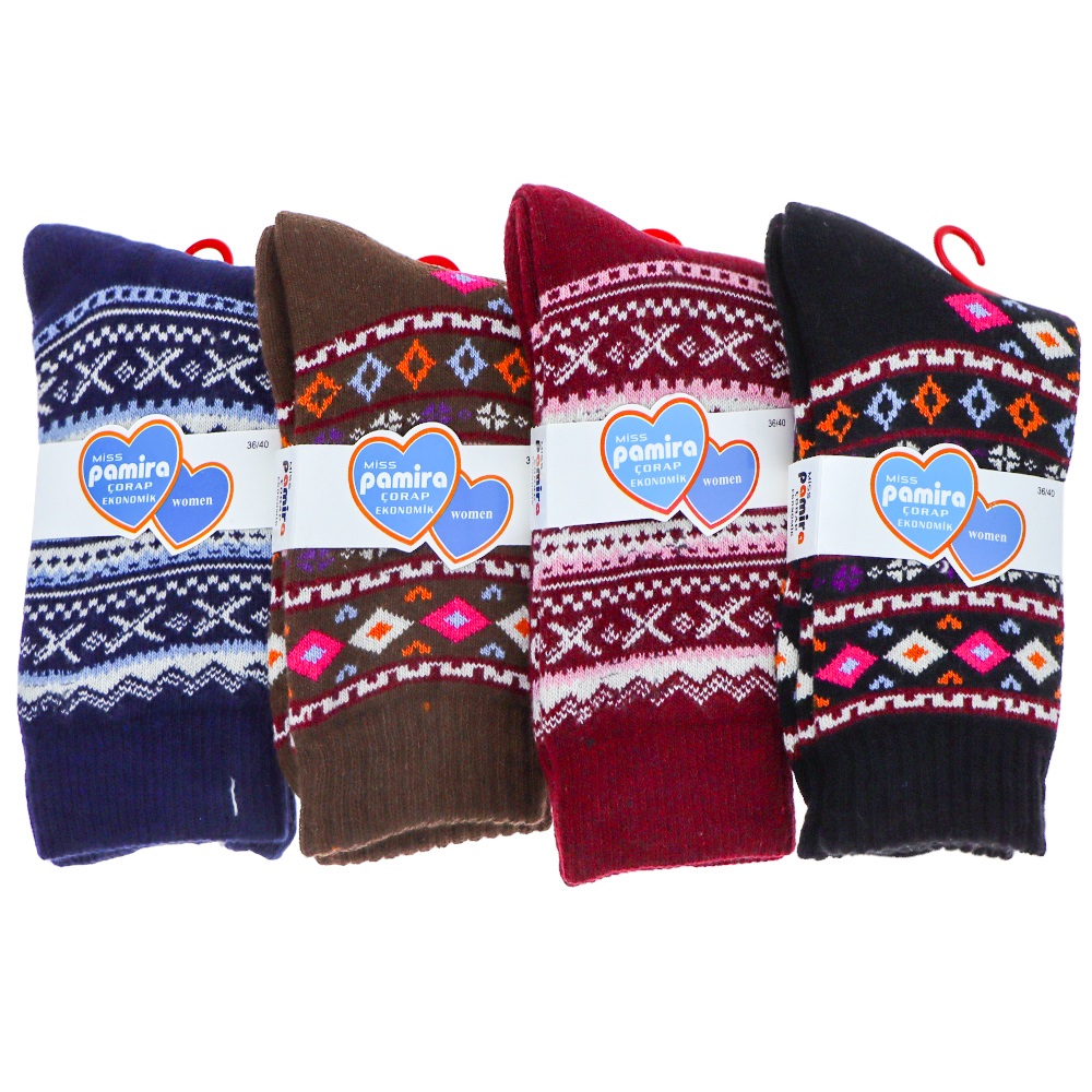Miss Pamira 7363 Bayan Soft Desenli Termal Soket Çorap - Karışık Renk - ASORTİ