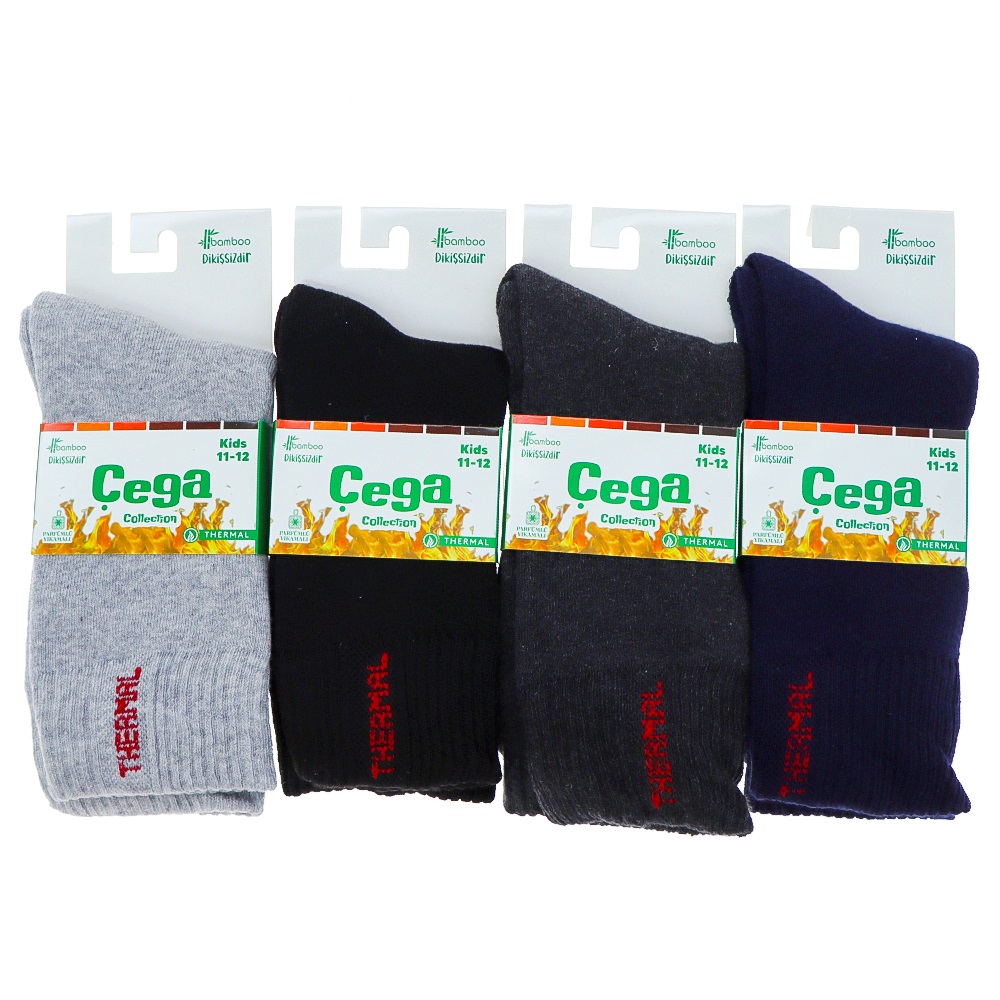 Çega 95 Çocuk Bambu Termal Dikişsiz Parfümlü Yıkamalı Soket Çorap - Karışık Renk - 5-6 YAŞ