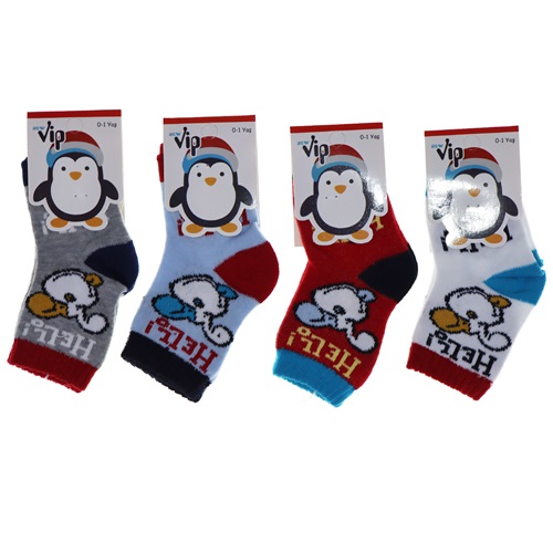 Vip 101 Desenli Mevsimlik Erkek Bebe Soket Çorap - Karışık Renk - 0-1 YAŞ