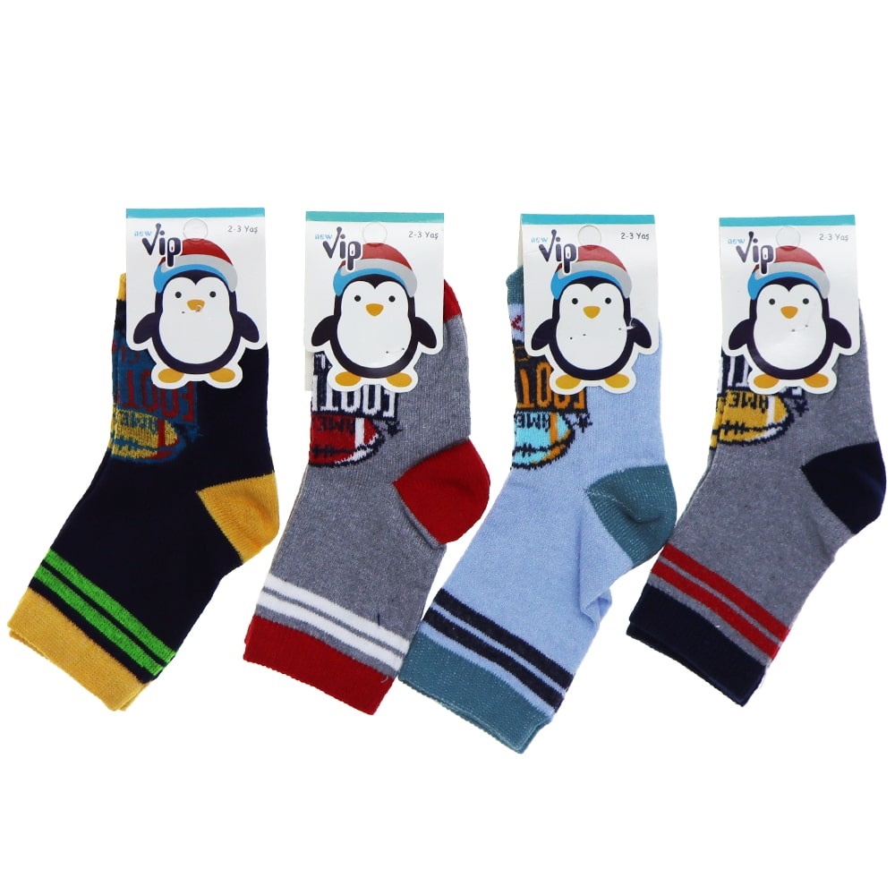 Vip 101 Desenli Mevsimlik Erkek Bebe Soket Çorap - Karışık Renk - 2-3 YAŞ