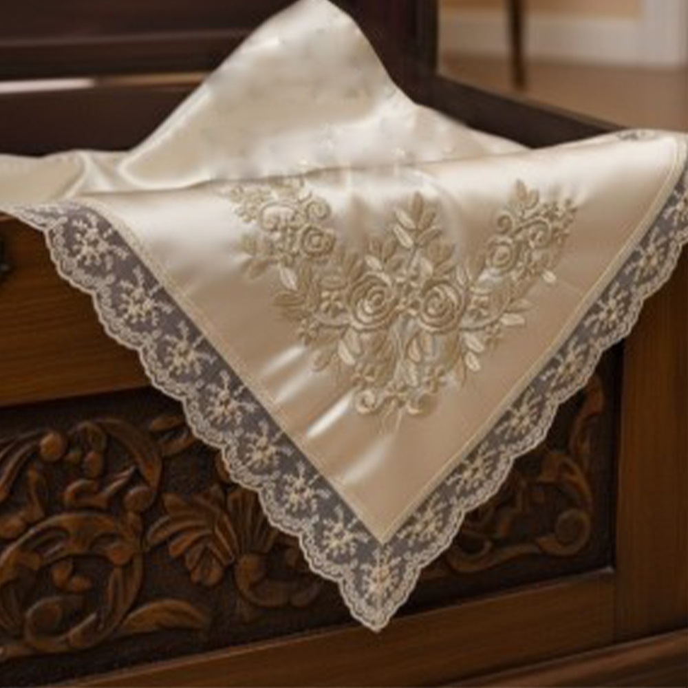 Kasso Home Krc2330 Saten Fransız Köşe Nakışlı Bohça - Karışık Renk - ASORTİ