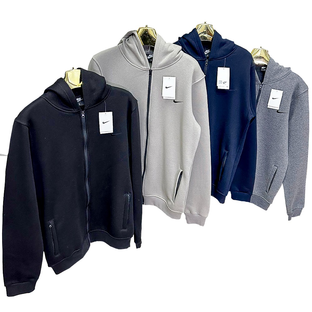 Erkam ÜS24876 Erkek 3 İp Battal Cep Nike Baskılı Kapşonlu Fermurlı Caket XL-5XL