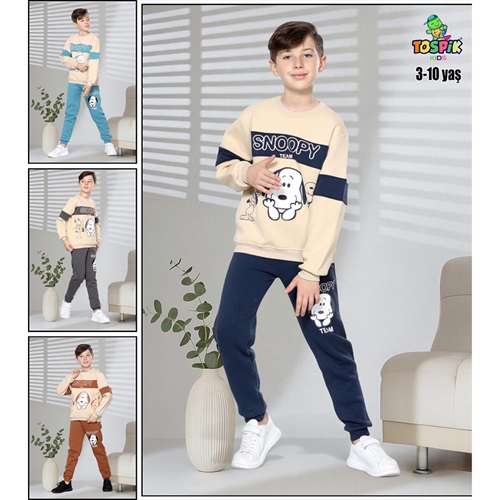Tospik 30029 Erkek Çocuk 3 ip Snoopy Team Baskılı Sıfır Yaka Takım 3-10 Yaş - Karışık Renk - 3-10 YAŞ - 39753-Karışık Renk -3-10 YAŞ