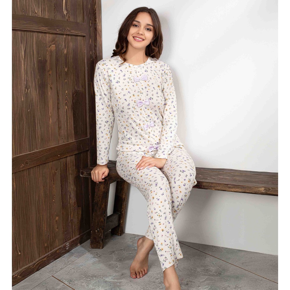 Tarık 3259-4 Bayan Kaşkorse Çiçek Desen Pijama Takımı S-2XL