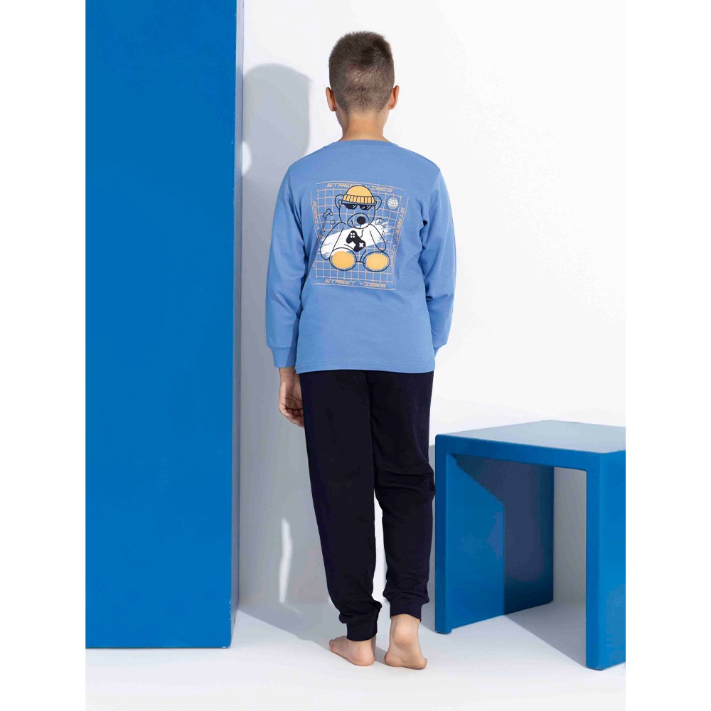 Tarık 4137 Erkek Çocuk İnterlok Sevimli Ayıcık Baskılı Pijama Takımı 3-6 Yaş