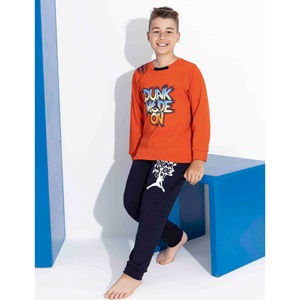 Tarık 4129 Erkek Çocuk İnterlok Dunk Mode Baskılı Pijama Takımı 3-6 Yaş