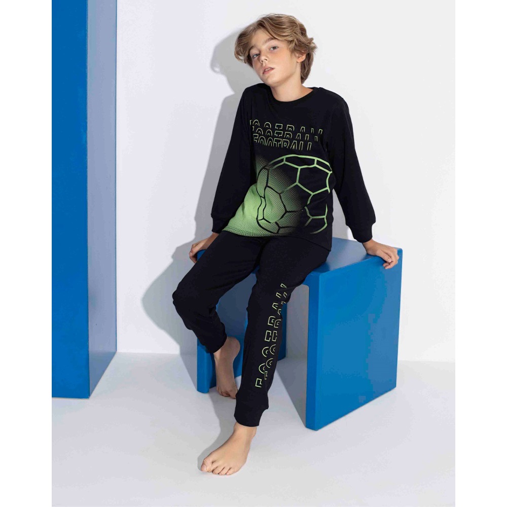 Tarık 4114 Erkek Çocuk İnterlok Top Pano Baskılı Pijama Takımı 3-6 Yaş