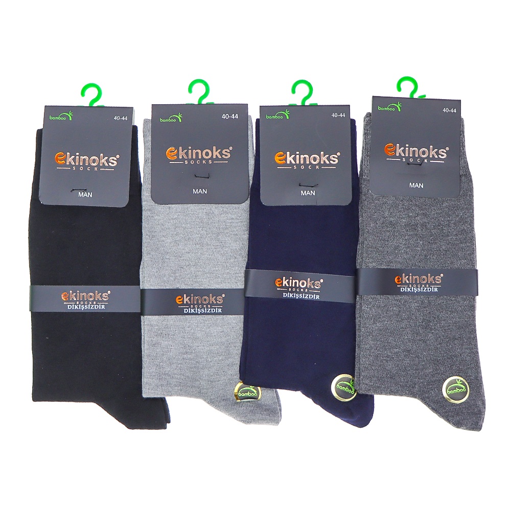 Ekinoks 1202 Erkek Bambu Likralı Desenli Kutulu Soket Çorap