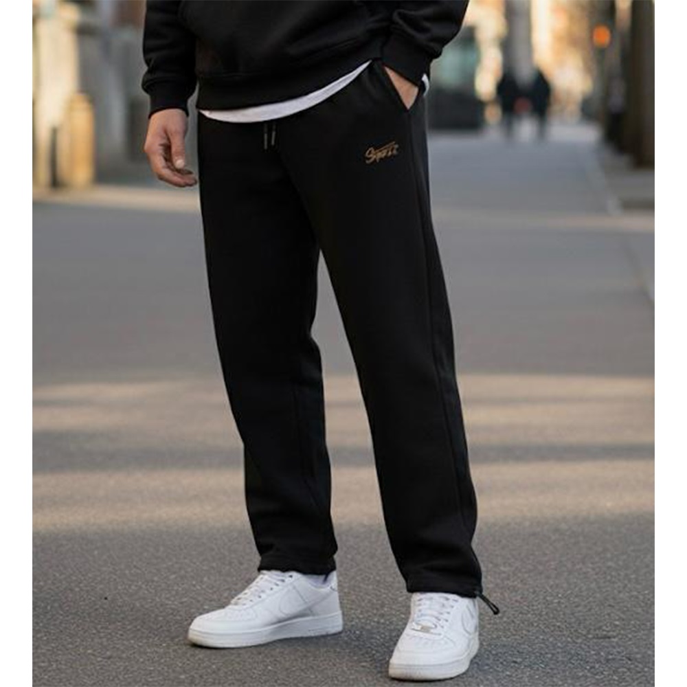 BLR 19909 Erkek 3 İp Bagy Stwd Nakışlı Flato Fermuarlı Paça Stoperli Eşofman Alt S-2XL