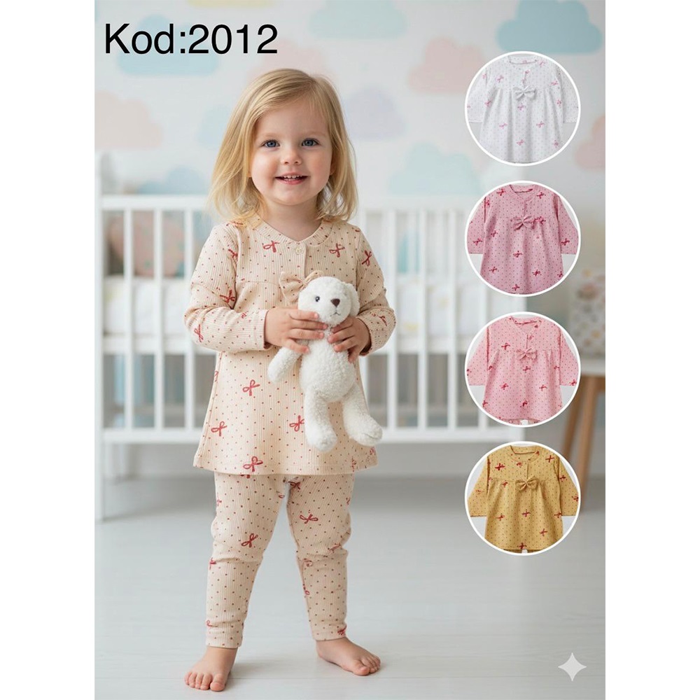 Bebexen baby 2012 Kız Bebe Penye Fiyonklu Taytlı Takım 6-12 AY