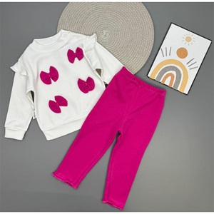 Ceylan Bebe 0009 Kız Bebe Penye 4 Lü Fiyonklu Takım 9-18 Ay