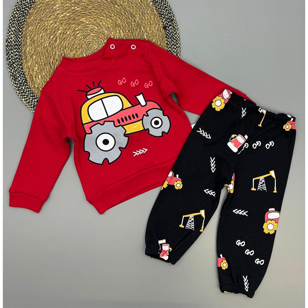 Ceylan Bebe 0009 Erkek Bebe Penye Traktör Baskılı Takım 9-18 Ay