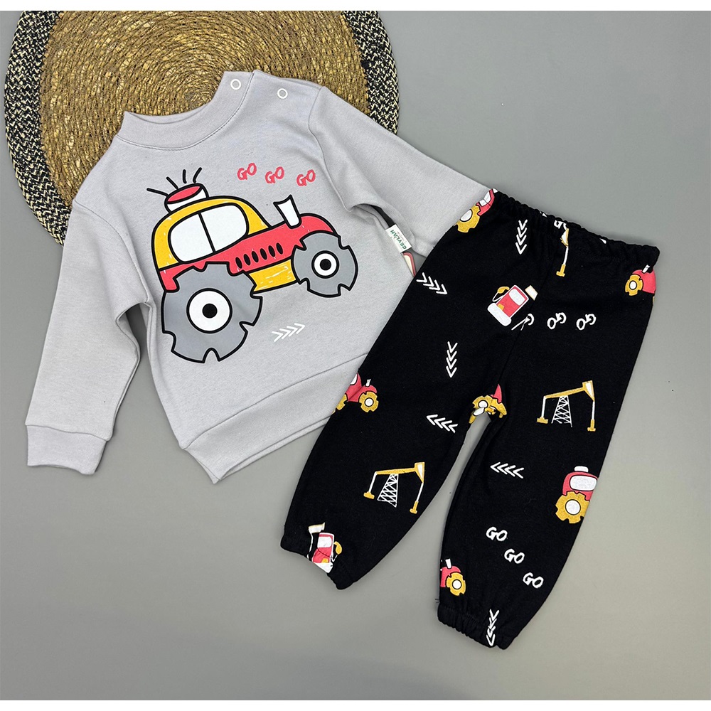 Ceylan Bebe 0009 Erkek Bebe Penye Traktör Baskılı Takım 9-18 Ay
